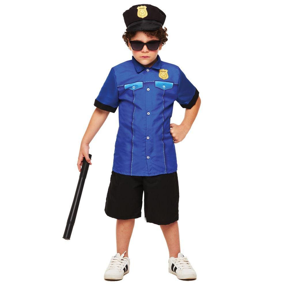 Fantasia Carnaval Menino Policial Infantil Roupa com Quepe