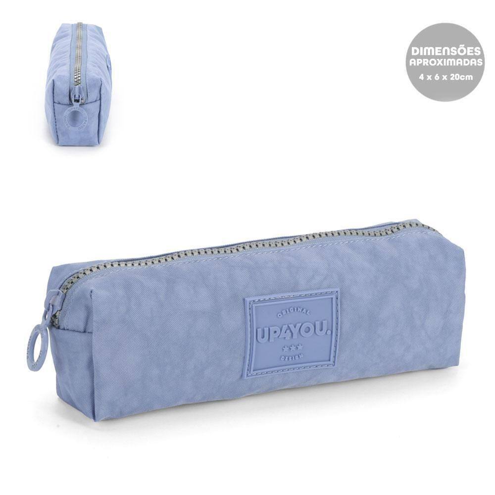 Estojo Escolar 1 Divisória Crinkle Azul Claro Up4You Luxcel