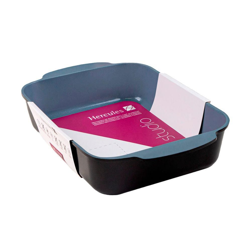 Assadeira Trevessa Hercules Retangular Preta Antiaderente Ceramico 30X22cm 3,9L
