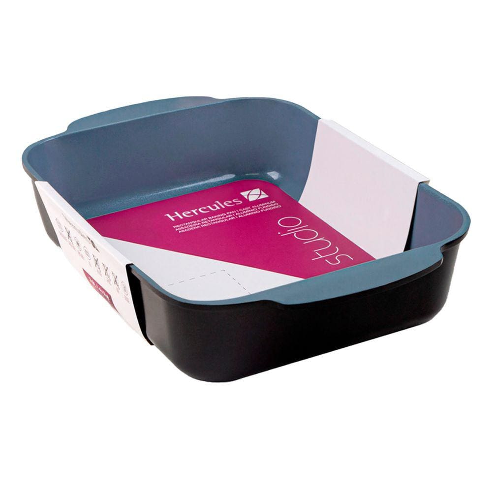 Assadeira Trevessa Hercules Retangular Preta Antiaderente Ceramico 35X24cm 5,4L