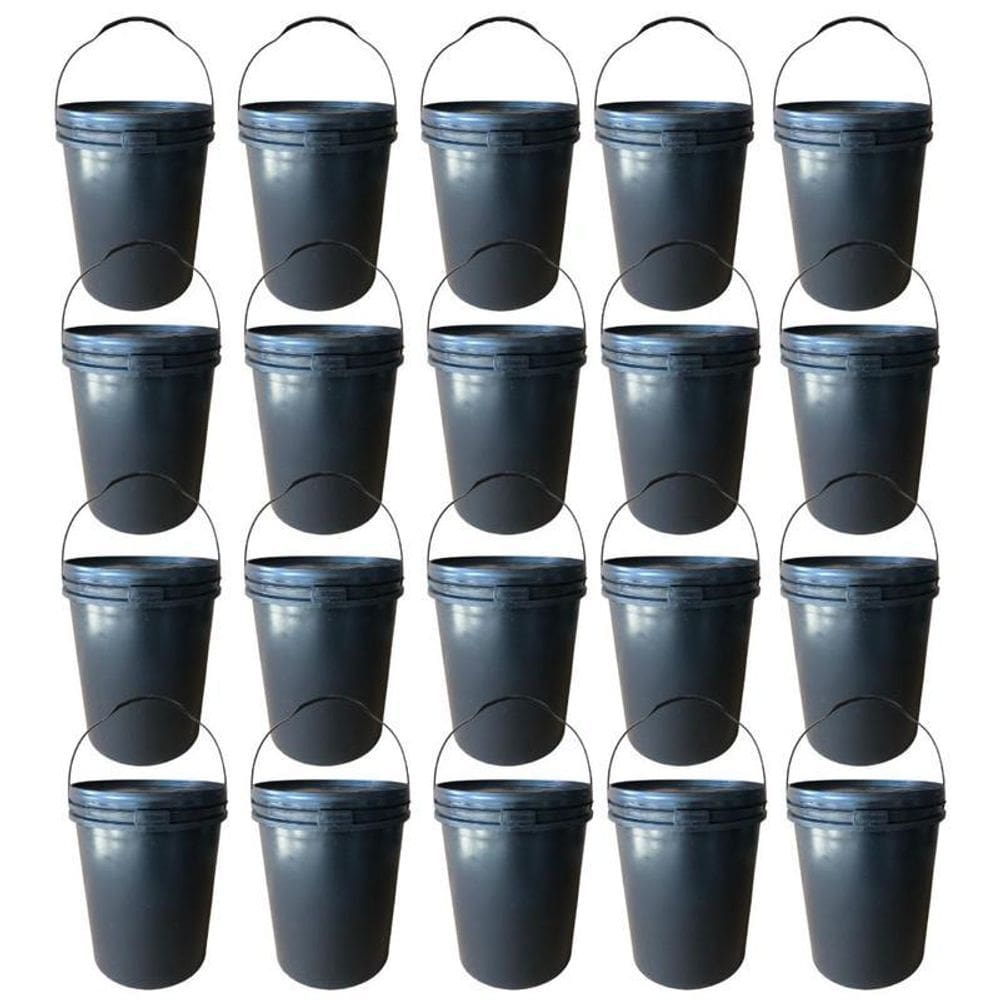 Balde 16L Plastico Virgem Alça Plástica Tampa Lacre - 20 Pçs