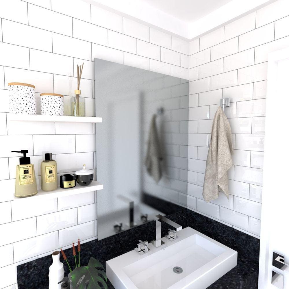 Kit com 2 Prateleiras de 50cm para Organização de Banheiro Branco
