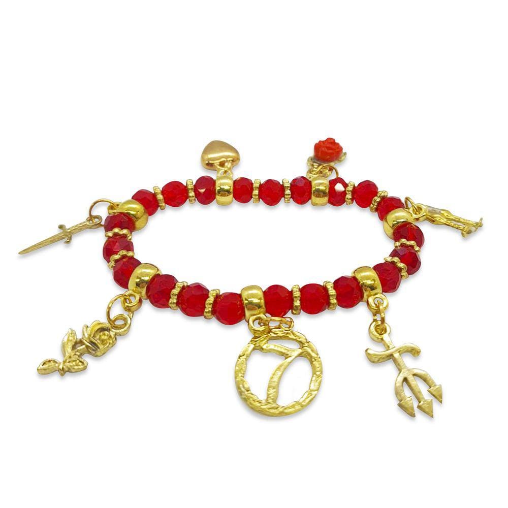 Pulseira Completa Pombagira Sete Saias Vermelha e Dourada