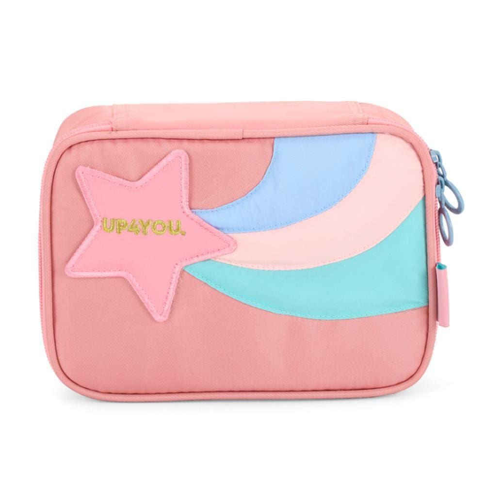 Estojo Box Escolar Grande Nuvem Rosa - Luxcel