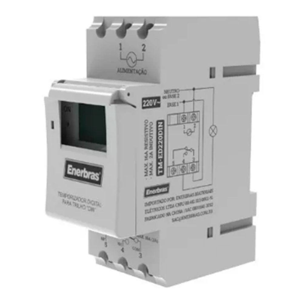 Timer Digital para Trilho DIN 220V TM-ED220DIN Enerbras