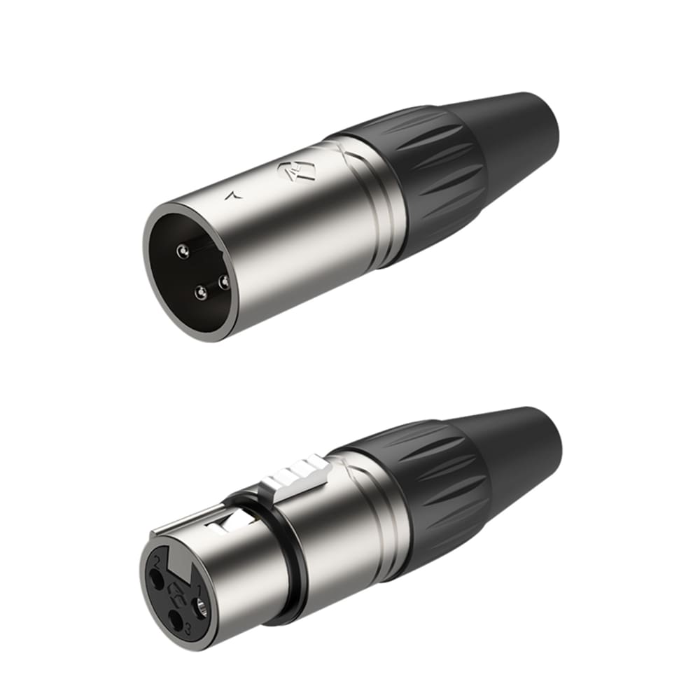 Conector Roxtone Xlr Macho+Femea Rx3fp-Nt + Rx3mp-Nt Niquelado Xp3fm