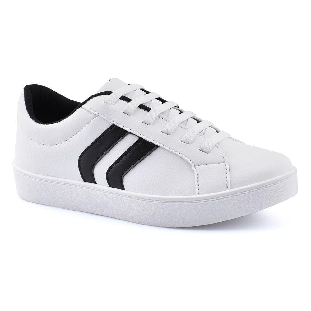 Tenis Slip On Branco Godiva Tiras Preto 333938