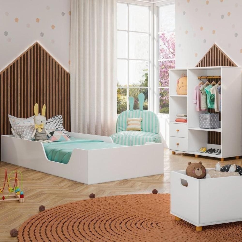 Quarto infantil c/Cama e Guarda Roupa Montessoriano Luísa Branco