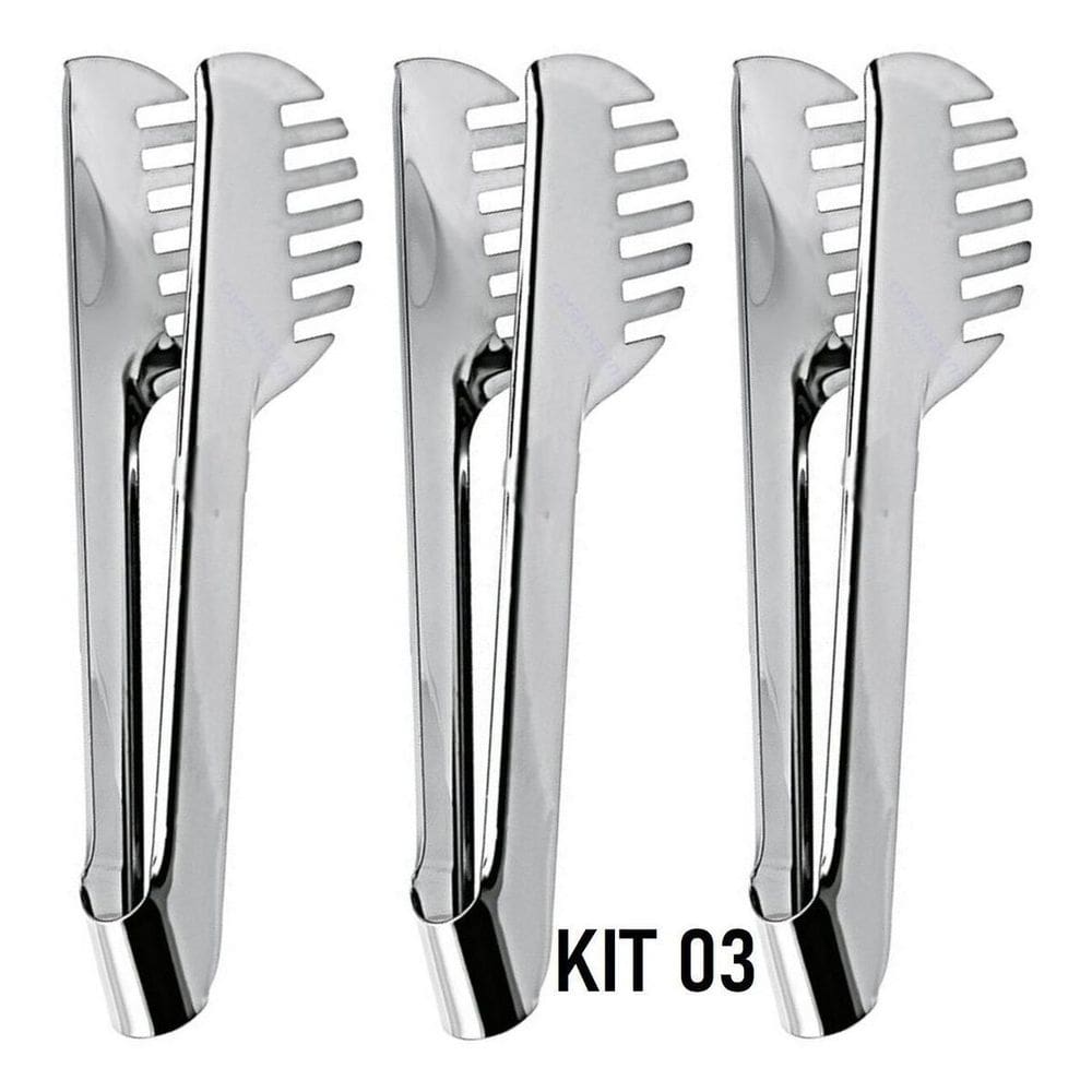 Kit 03 Pegador Macarrao Massas Em Geral 17,5Cm Aço Inox