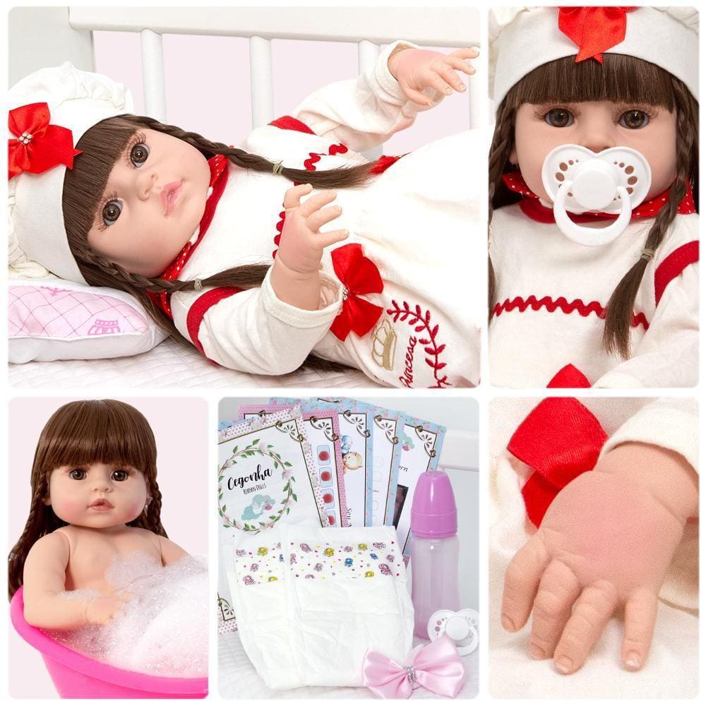 Boneca Reborn Menina Realista Corpo 100% Vinil Com Itens