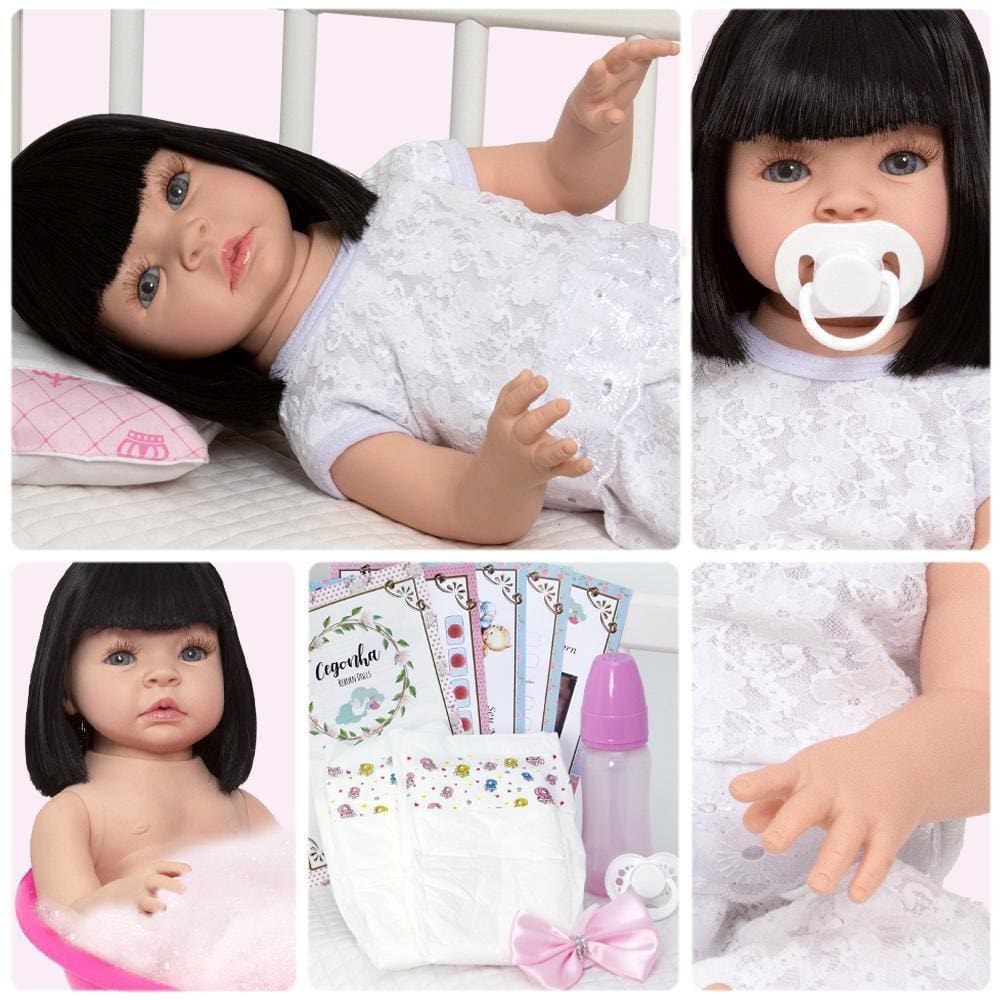 Boneca Reborn Cegonha Vinil Siliconado - 46cm