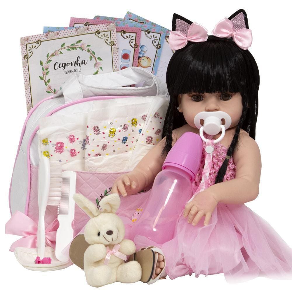 Boneca Bailarina Vinil Silicone 46cm - Cegonha Reborn