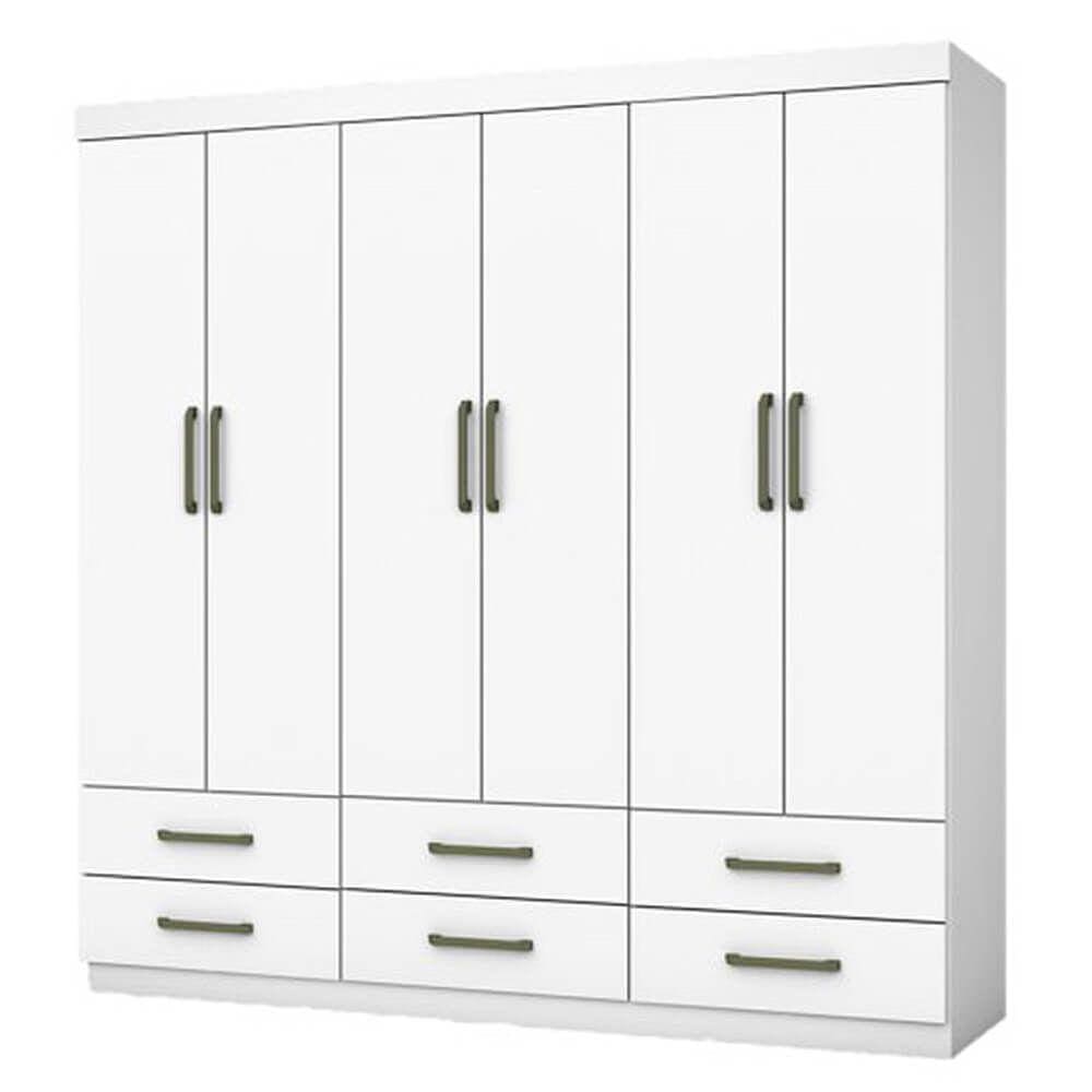 Guarda Roupa Dallas Casal 6 Portas 6 Gavetas Carioca Cor Branco
