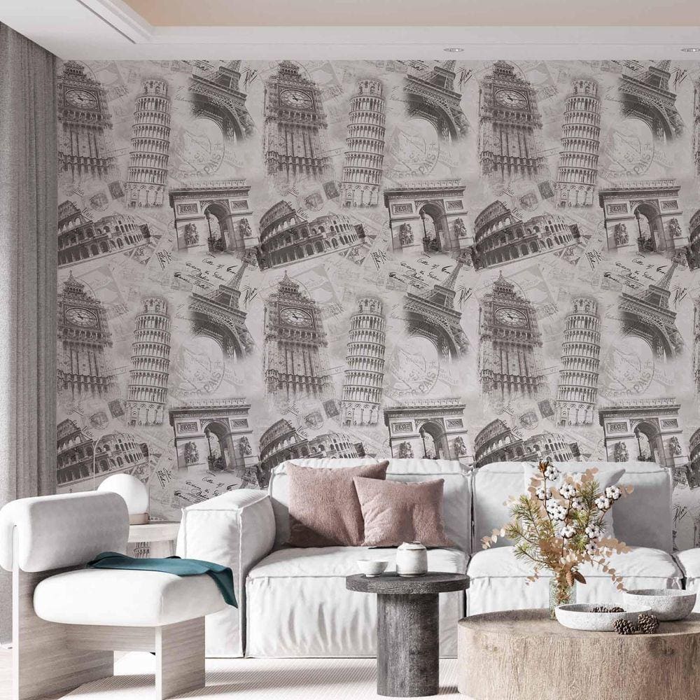 Kit 2 Rolos Papel De Parede Adesivo Vintage Eurotrip 3,0M