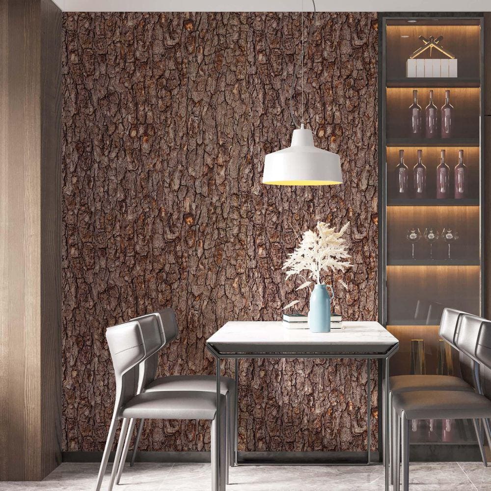 Kit 9 Rolos Papel De Parede Adesivo Casca De Árvore 3,0M