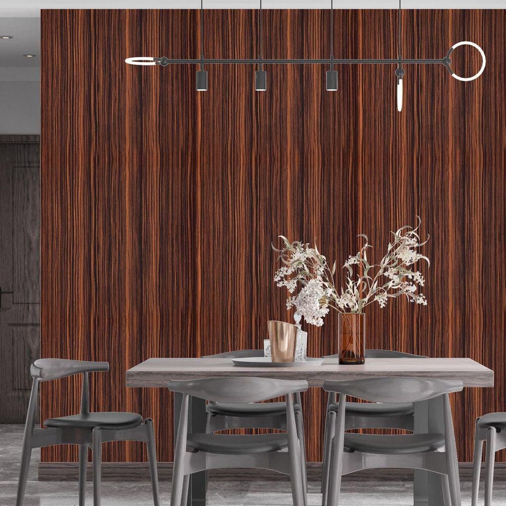 Kit 10 Rolos Papel De Parede Adesivo Madeira Mogno 3,0M