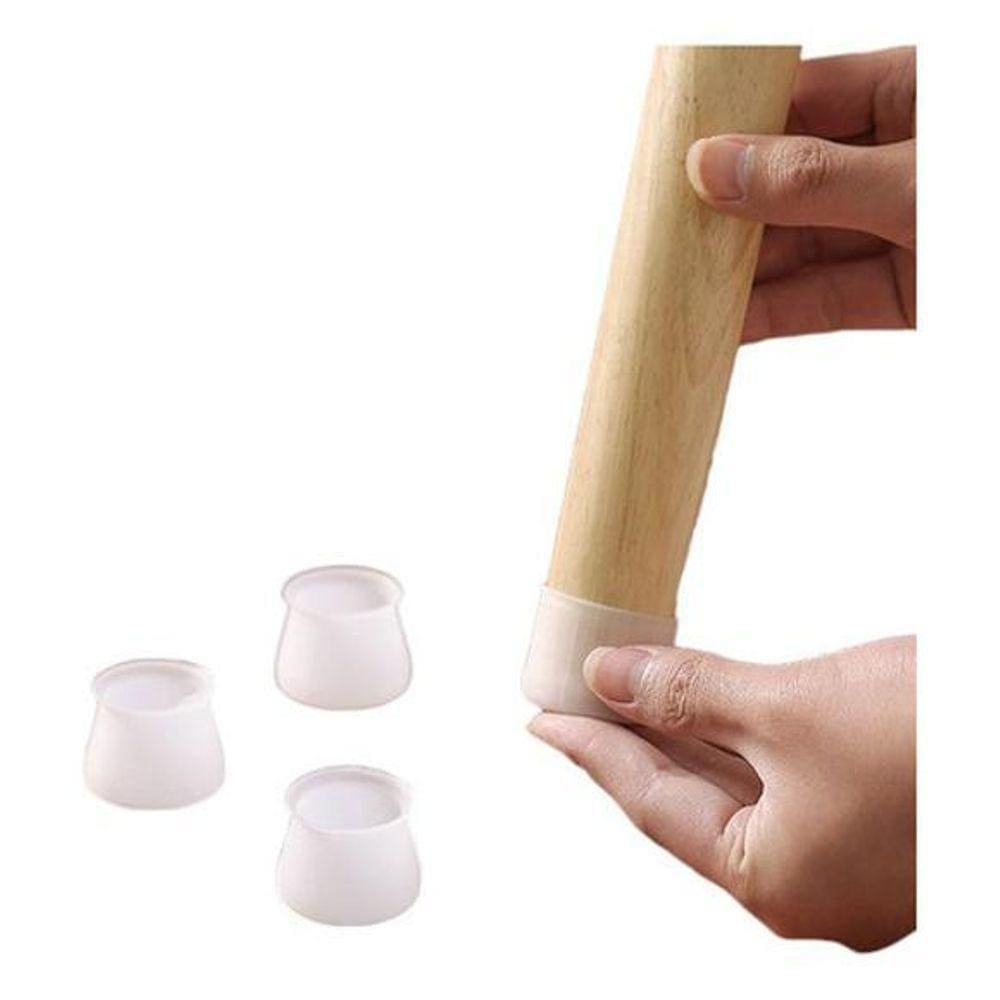 Kit 4 Protetores Pés Cadeiras Mesas Silicone - Branco