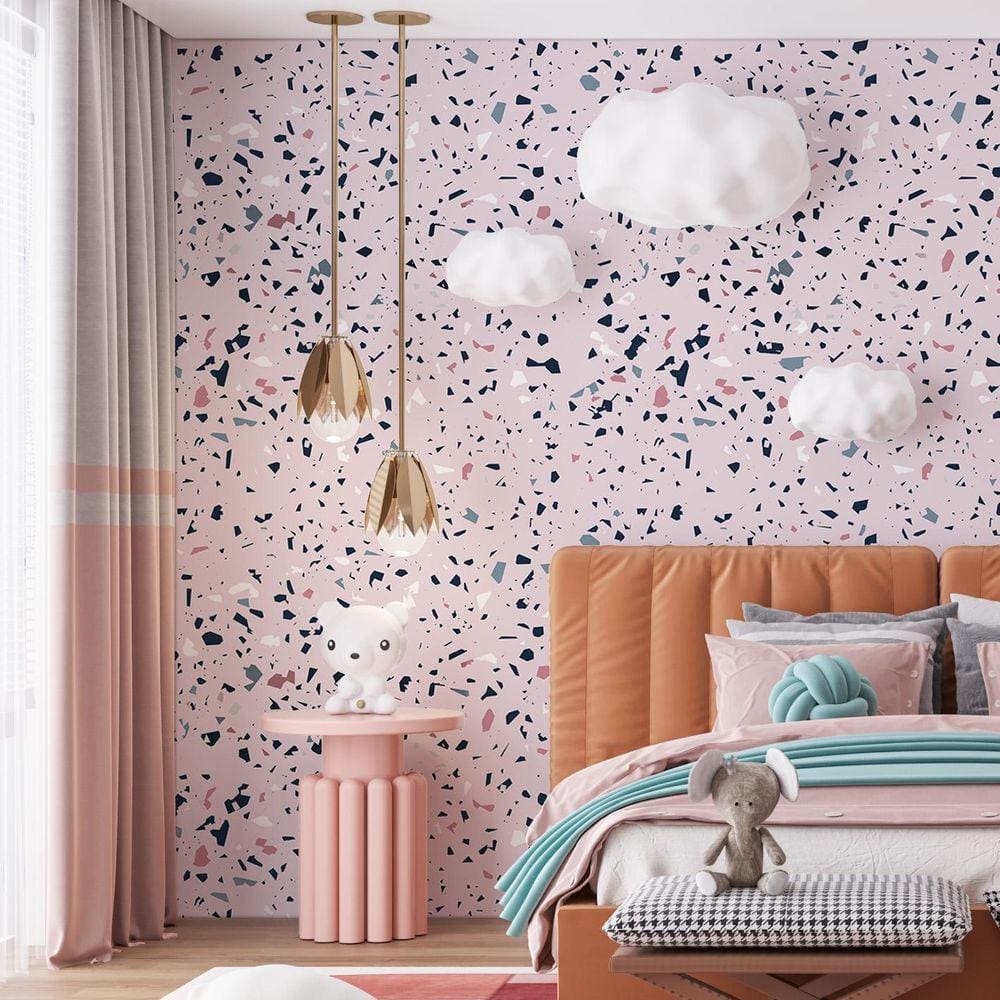 Kit 10 Rolos Papel De Parede Adesivo Granilite Rosa 3,0M