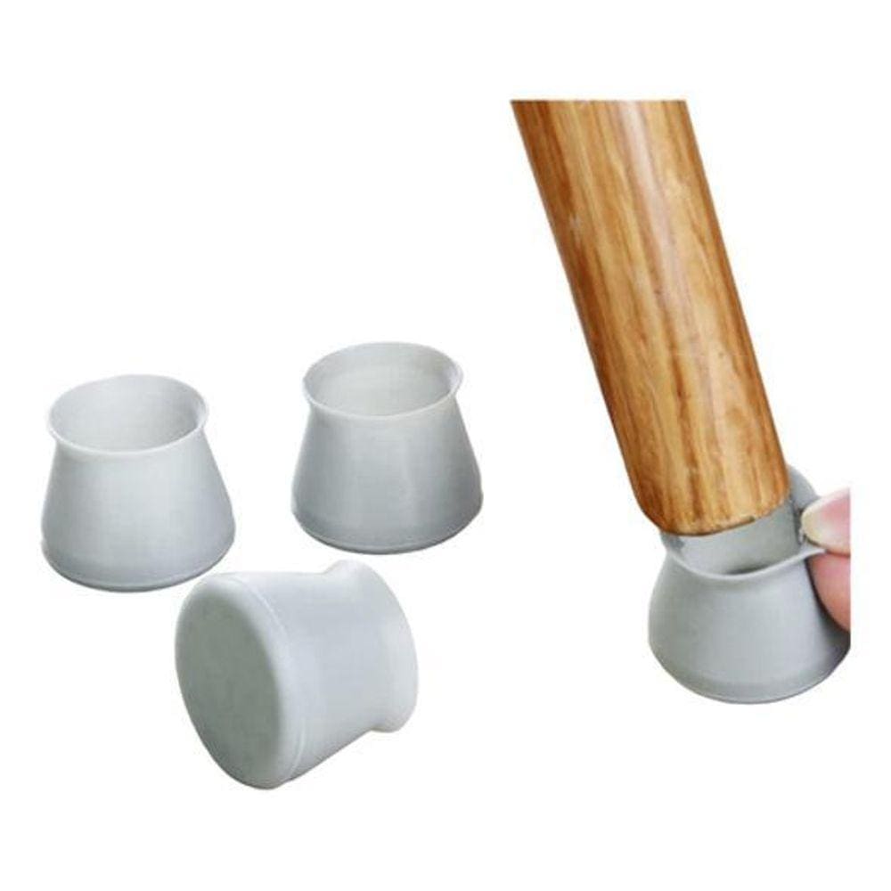 Kit 32 Protetores Pés Cadeiras Mesas Silicone - Cinza