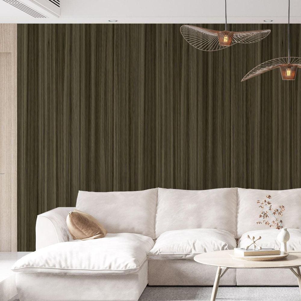 Kit 10 Rolos Papel De Parede Adesivo Madeira Marrom 3,0M