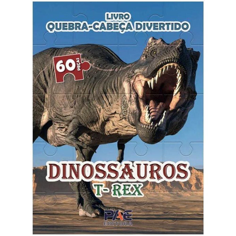 Livro Quebra-Cabeça Dinossauros T-Rex 60 Peças 19x26 cm