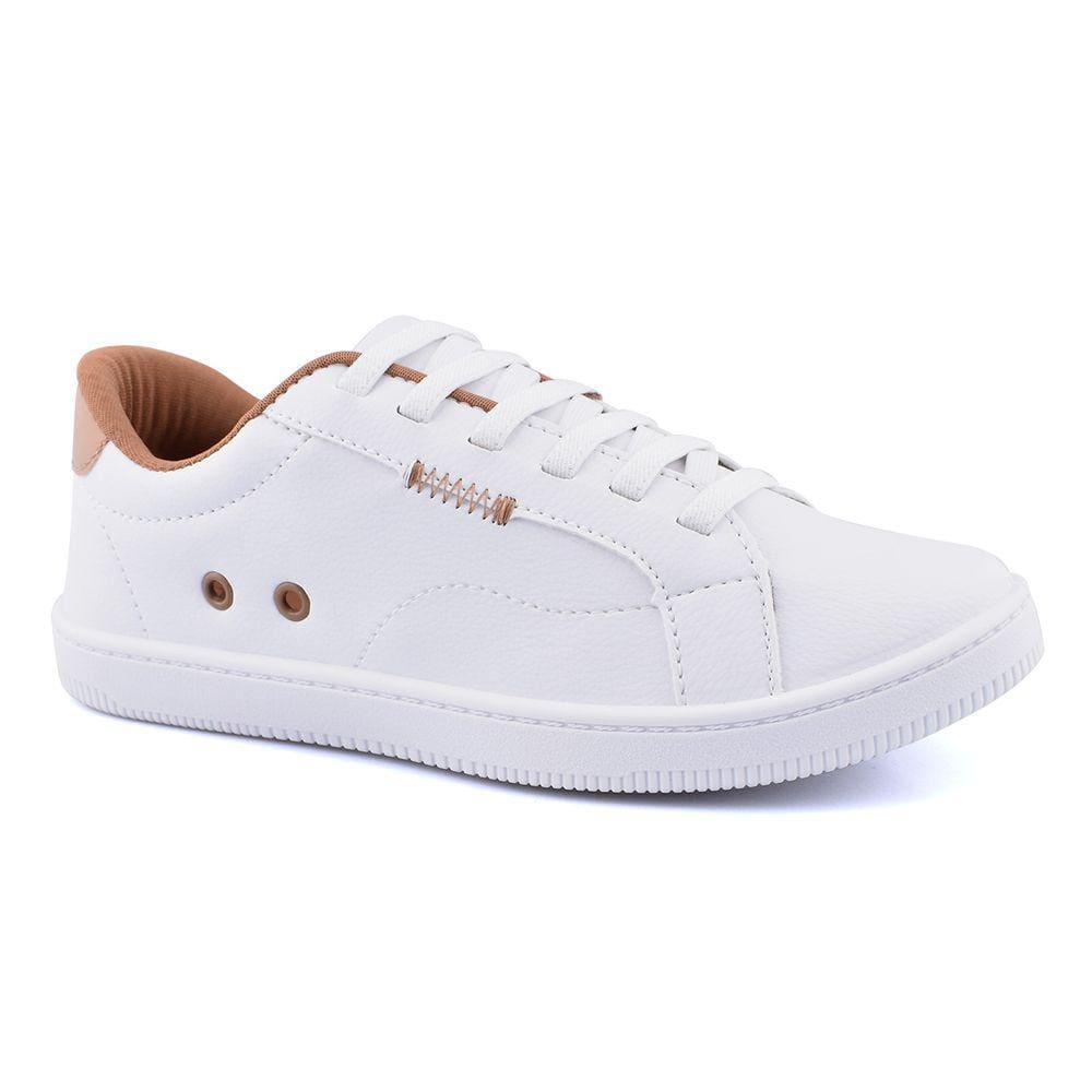 Tenis Slip On Branco Camel Godiva 333936