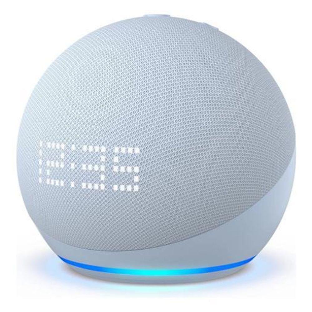 Echo Dot 5 Geração com Relógio Azul - Som e Controle por Voz
