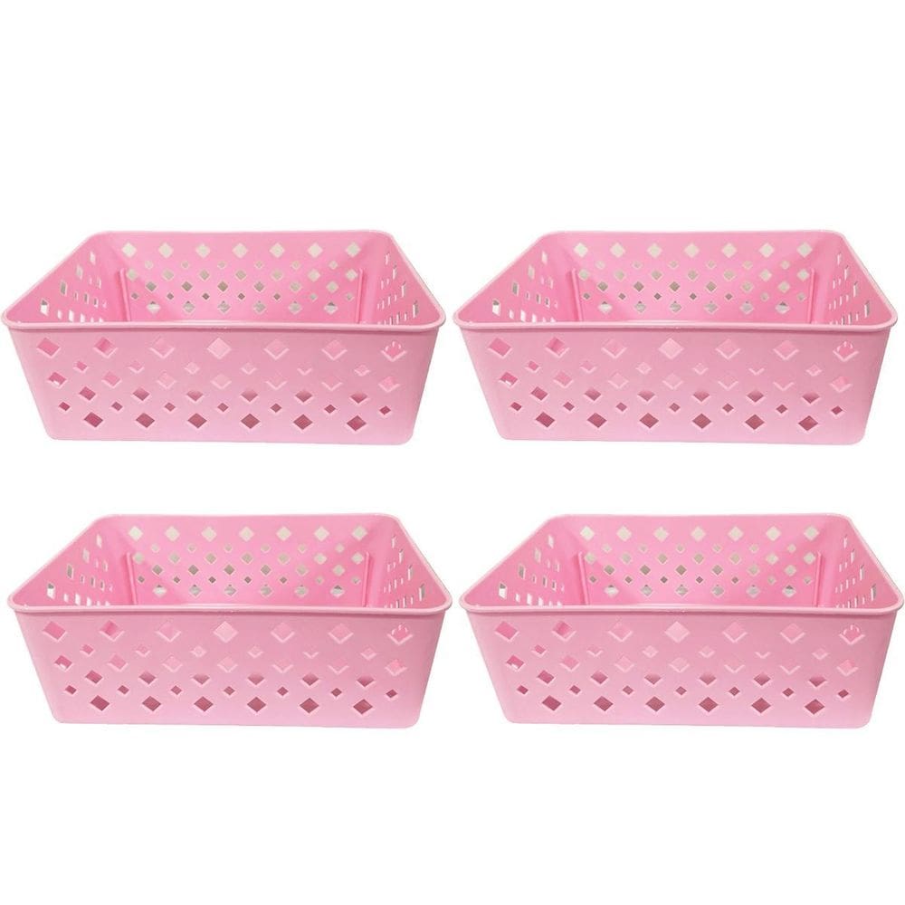 Cesto Organizador Rosa 123Organizei 19x13,5x6,5Cm