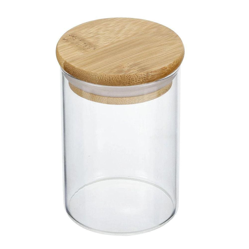 Pote Vidro Tampa Bambu Hermético Temperos 200Ml