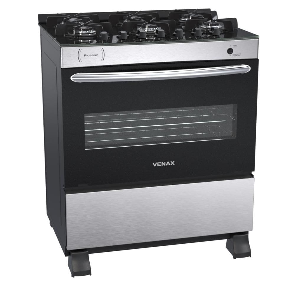 Fogao a Gas 6 Bocas Venax Picasso Vitreo Inox