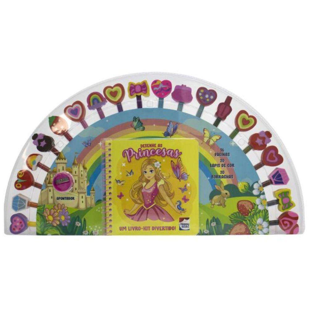 Livro Kit Divertido Desenhe As Princesas Edit. Happy Books