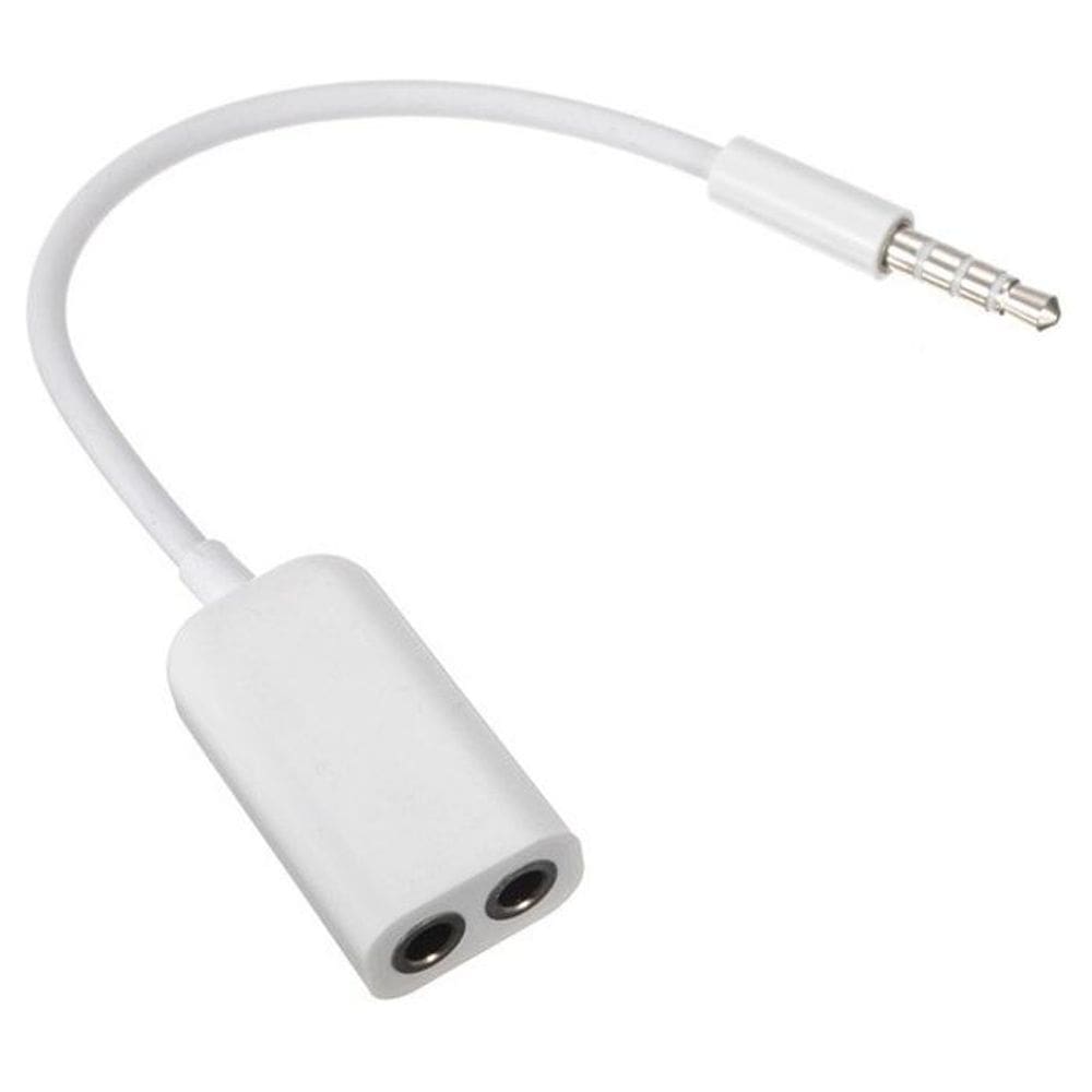 Adaptador de Audio P2 Stereo para 2 Fones - Branco - (P2 3,5mm Macho X 2 P2 3,5mm Fêmea)