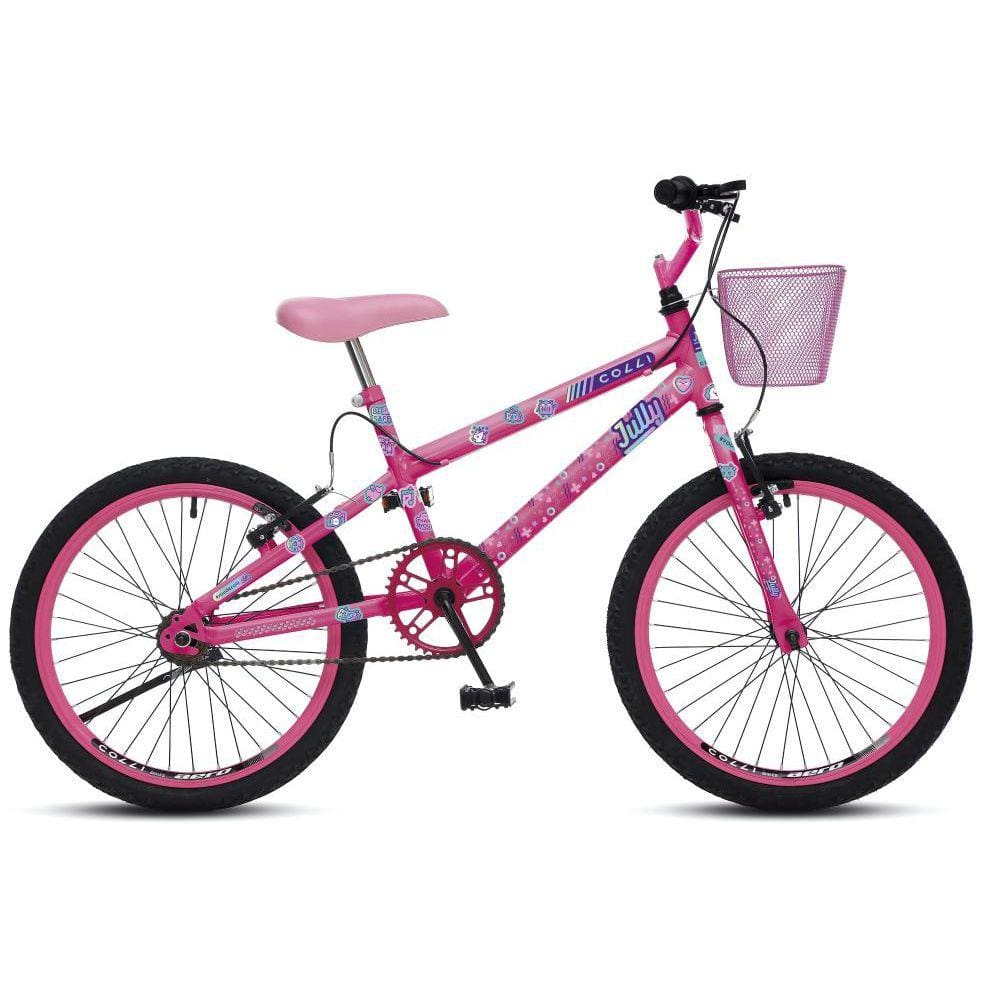 Bicicleta Infantil Aro 20 July com Cesta Freio V-Brake Rosa - Colli