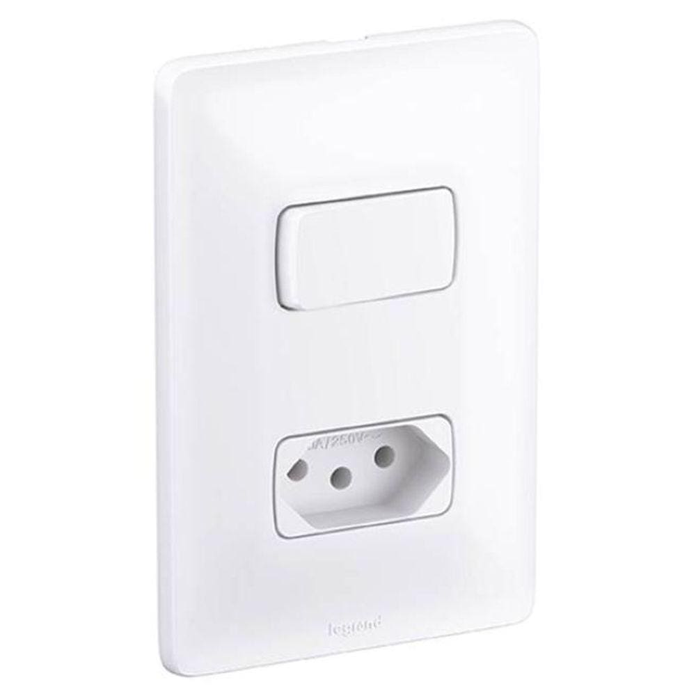 Interruptor com Tomada Legrand Pial Zeffia - 2P+T - 10A - Branco - 680112
