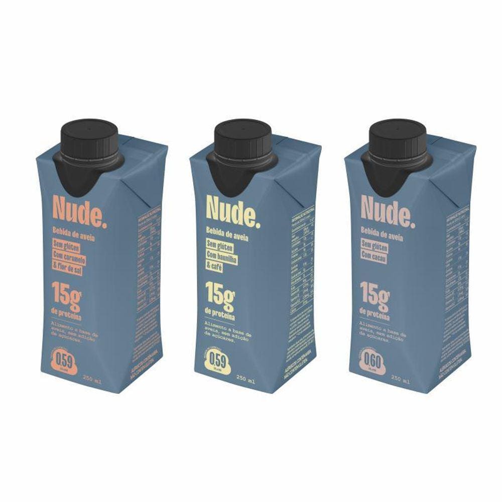 Kit 2 Bebidas Vegetais Proteicas Nude: Baunilha, Cacau,