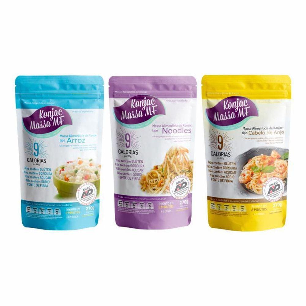 Kit 3 Konjac: Arroz, Cabelo De Anjo, Noodles