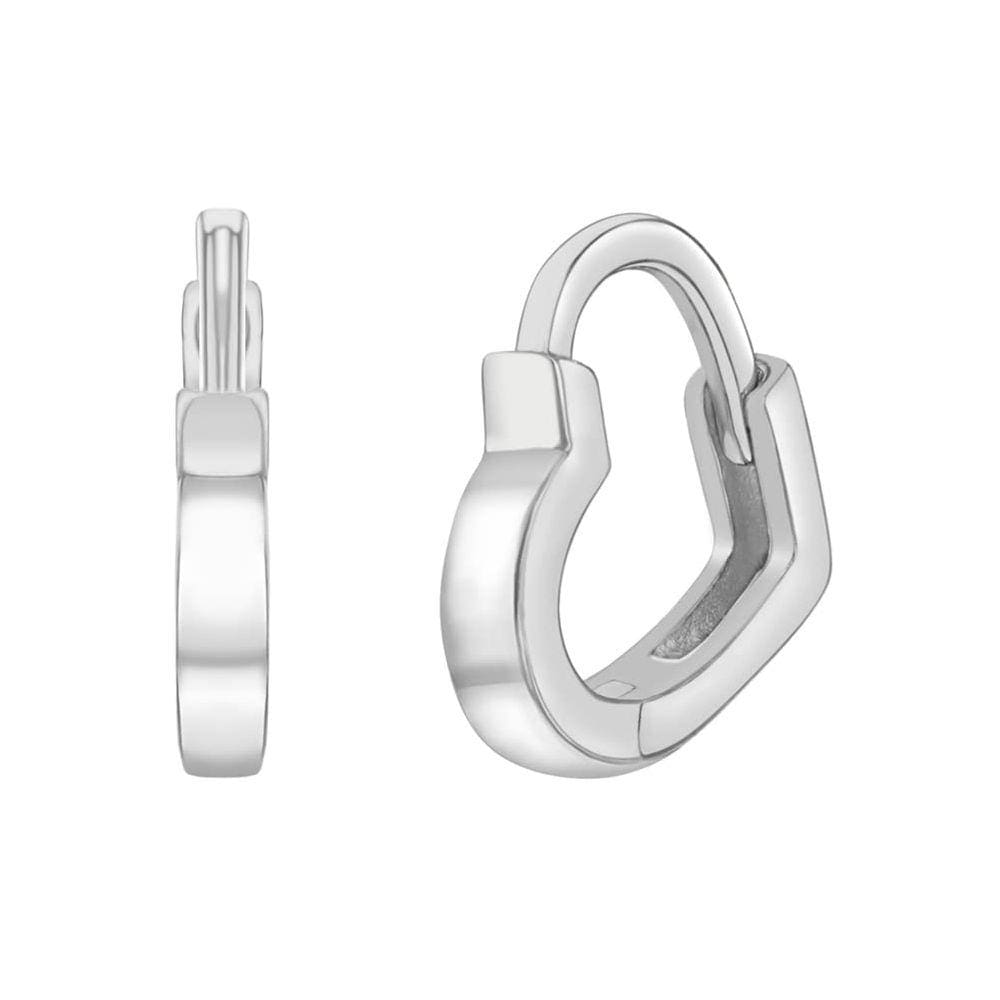 Brincos Huggie Hoop em prata esterlina 925 em forma de coraç