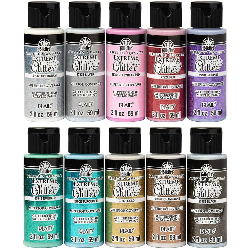 Conjunto de pintura artesanal acrílica FolkArt Extreme Glitt