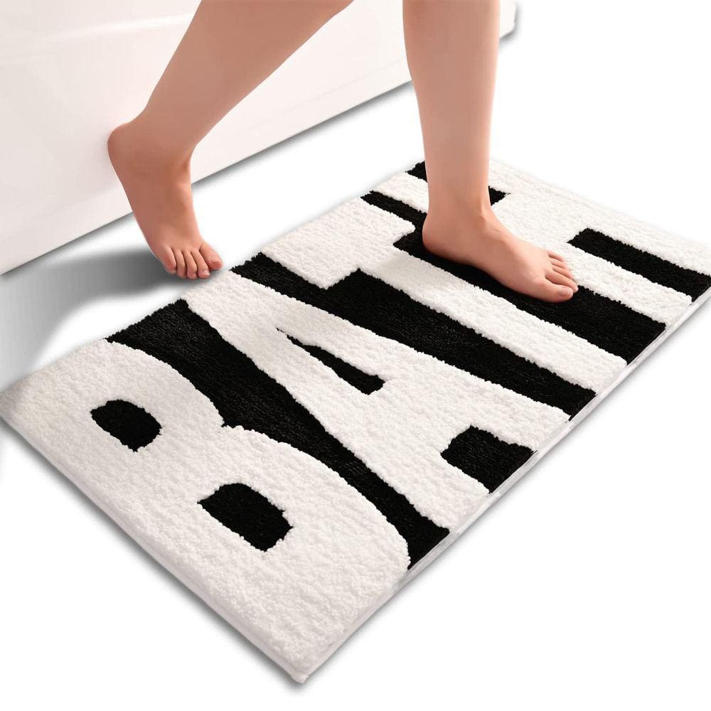 Tapete de banho Anybar Tapetes de banheiro preto e branco 20