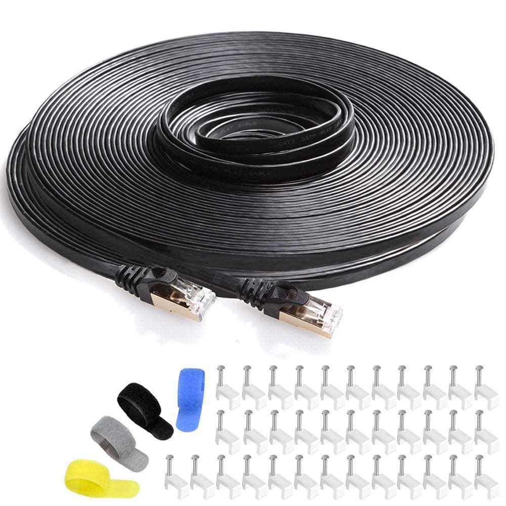 Cabo de conexão Ethernet Cat 7 blindado de 100 pés preto Cab