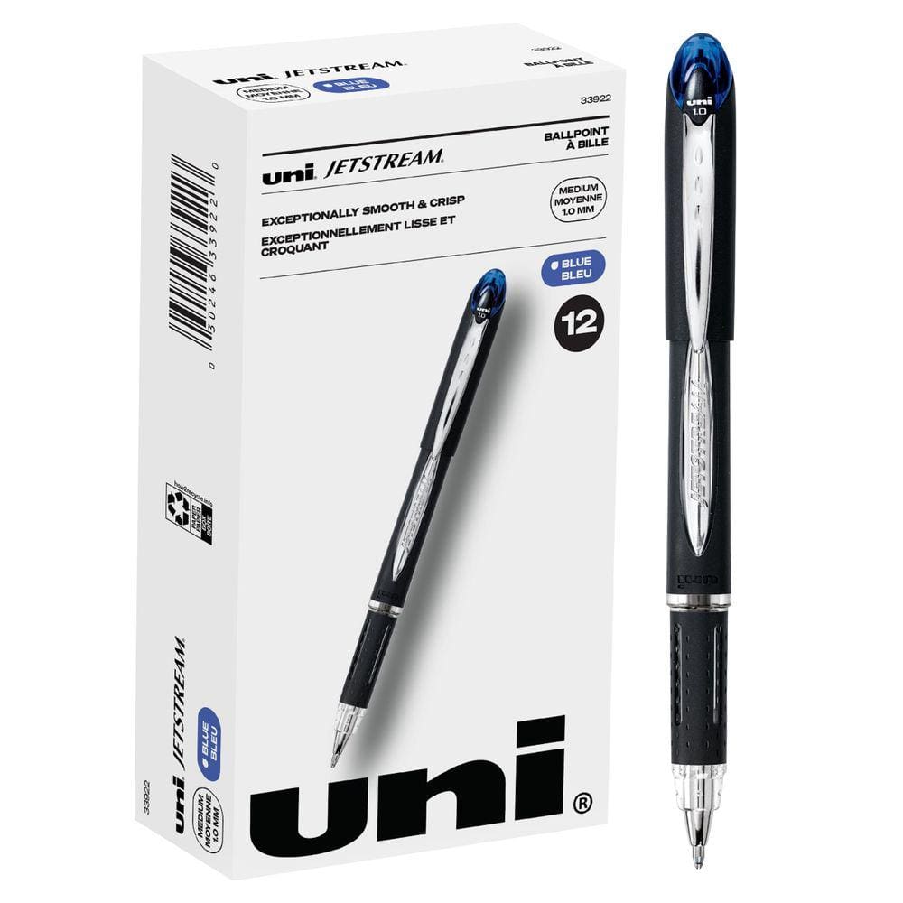 Caneta uni-ball Jetstream Stick, pacote com 12, 1,0 mm azul