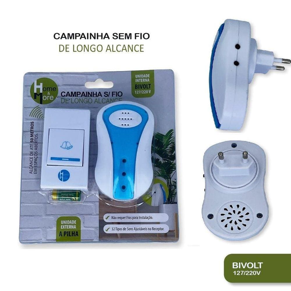 Campainha Residencial Sem Fio Wireless Resistência A Agua