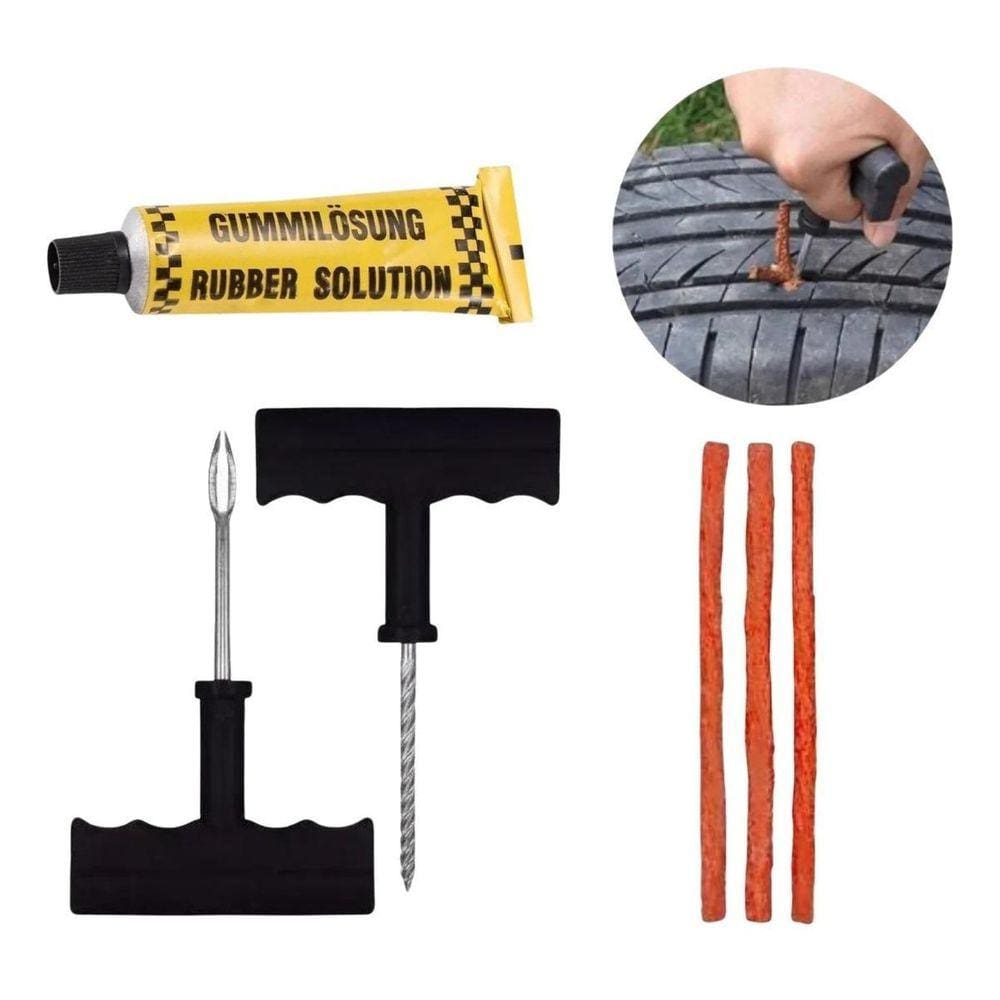Kit Completo Reparo Pneus Remendo Macarrão Cola Ferramentas