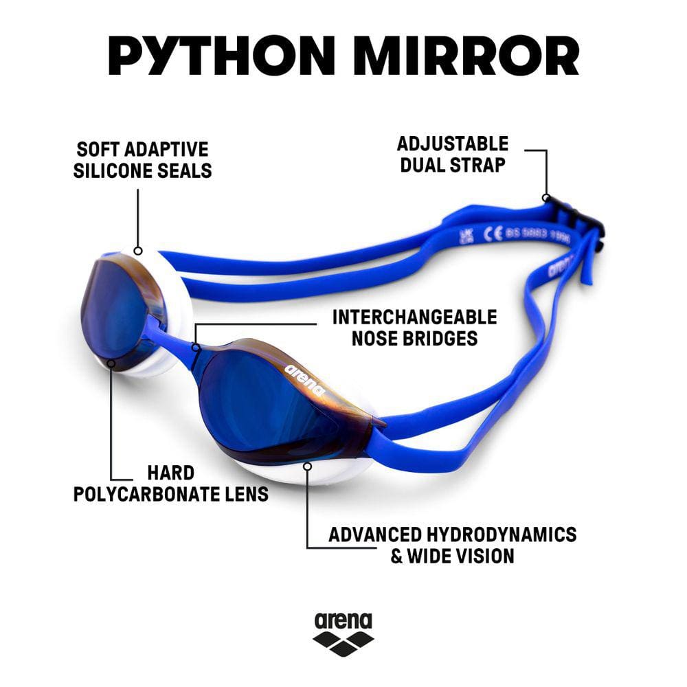 Óculos de natação Arena Python Racing com proteção UV
