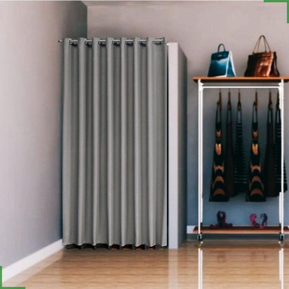 Cortina Provador Em Tecido Blackout Cinza 1,40X2,50