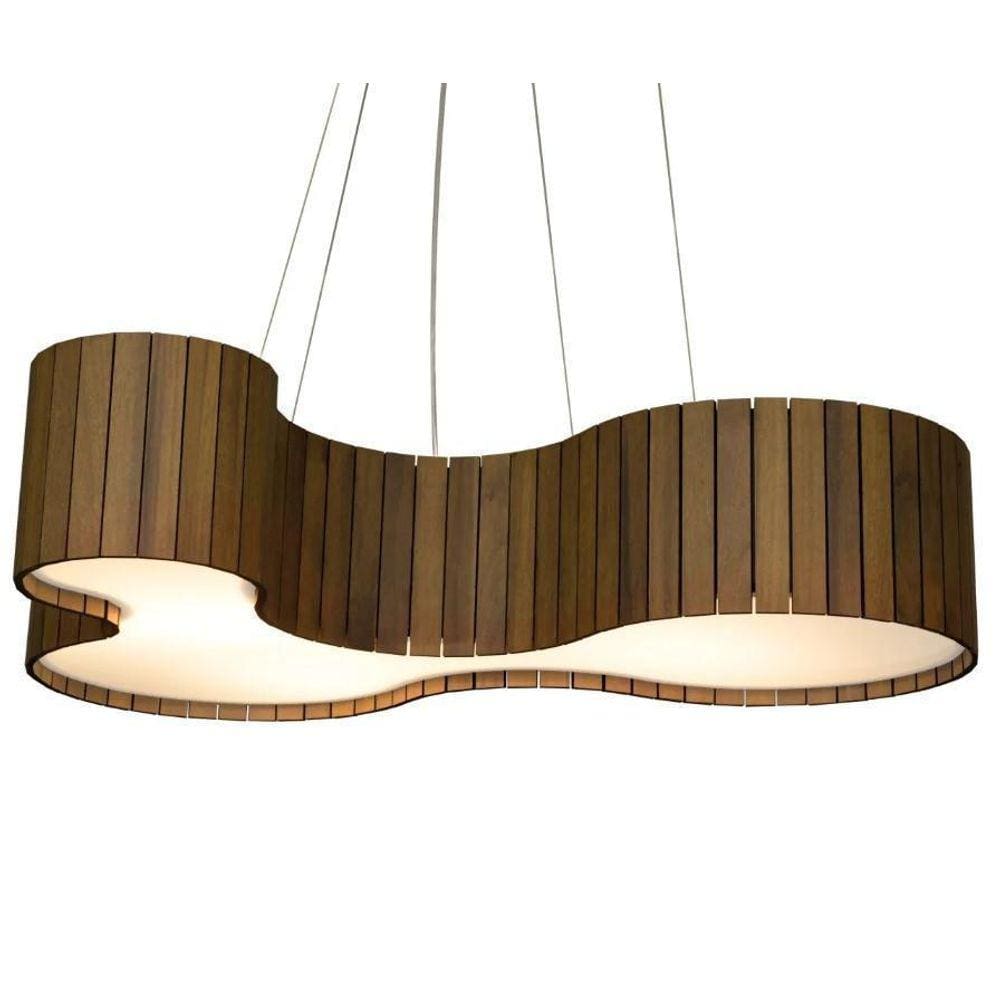 Luminária Pendente Madeira Imbuia Escura 70cm