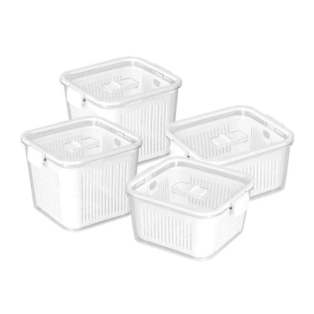 Conjunto 4 Peças Potes Multiuso Organizador Cozinha Empilhável Com Trava Hermético