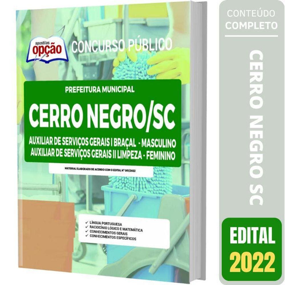 Apostila Cerro Negro Sc - Auxiliar Serviços Gerais I Braçal