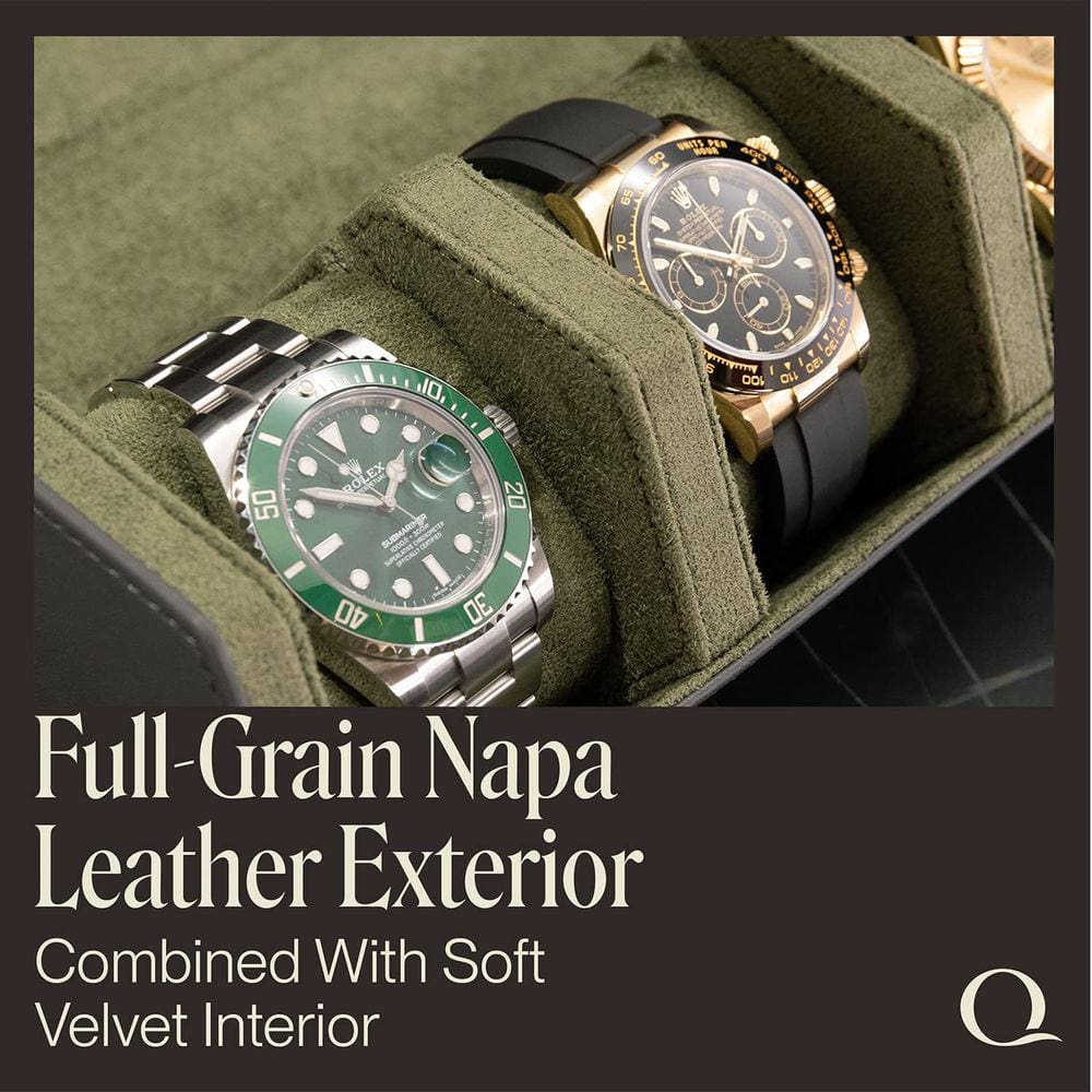 Estojo Watch Roll em couro Napa para homens QWATCHBANDS Hexagon