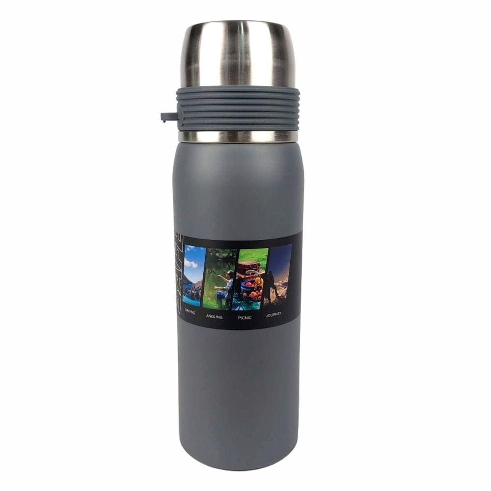 Garrafa Térmica com copinho inox café chá cinza 600ml